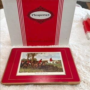 Vintage Pimpernel Red and Gold Fox Hunting Placemats